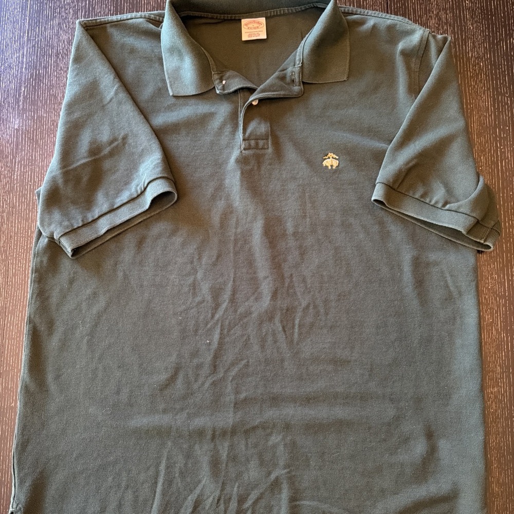 Brooks Brothers Polo Shirt Mens L Green Golden Fleece Performance Original Fit
